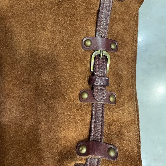 Free People Soren Bucket Bag, Brown Sienna Suede Crossbody Strap - Picture 9 of 16